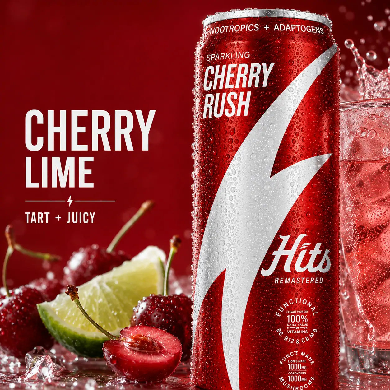 Cherry Rush Functional Seltzers - Hits Bev Co